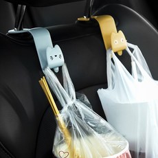 2SET 차량용 가방걸이 마스크 자동차 옷걸이 헤드레스트 다용도후크 뒷좌석고리 거치대 뒷자리 우산걸이 귀여운 고양이 캐릭터, 핑크+오렌지, 1개