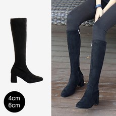 스링프 스웨이드 베이직 인사이드ZIP 스판 롱부츠(4cm 6cm)