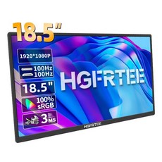 대형티비 HGFRTEE 휴대용 모니터 VESA 홀 및 백 브래킷 노트북 확장 디스플레이 ADS-IPS HDR 스크린 18.5 인치 100Hz RGB100, 1) EU 플러그