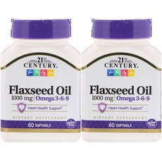 21세기 센트리 21st Century Flaxseed Oil 아마씨 오일 비타민 보충제 오메가3 혈압 동맥경화 심장 뇌졸중 콜레스테롤 암예방 60정X2 120정, 1개입