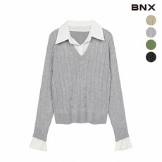 [BNX] 여성 셔츠 레이어드 브이넥 케이블