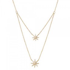 FANCIME 14K 골드 필 드 CZ 큐빅 스타 버스트 나침반 / 더블 레이어 도스타 버스트 목걸이 스타 펜던트 크리스마스 보석 선물 엄마의