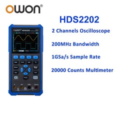 [공구나라]OWON 디지털 오실로스코프 휴대용 멀티미터 3 in 1 USB 파형 발생기 HDS2202S 2CH 200MHz, 1개