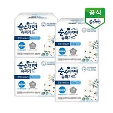 순수한면 생리대 슈퍼가드 중형 16P x 4팩 깨끗한나라, 4개