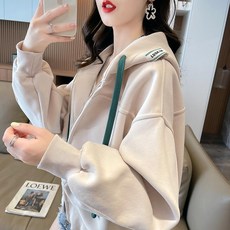 캐주얼 후드탑 크롭 집업 봄가을 자켓