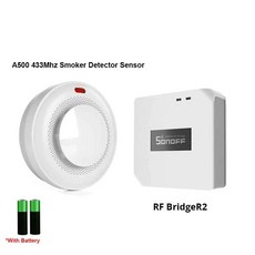 배터리 포함 연기 경보 화재 방지 감지기 가정 시스템 소방관 SONOFF RF 브릿지로 작동, [04] A500 and RF Bridge