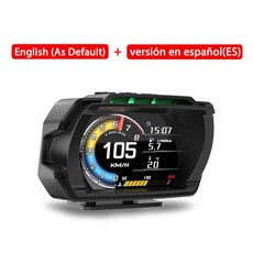 헤드업디스플레이 Vjoycar 2024 최신 대시 보드 헤드 업 OBD2 HUD 총 주행 거리 자동차 로고 터보 부스트 보안 경보 물 및 오일 온도 RPM, 6) V80-Spanish, 6) V80-Spanish