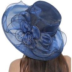 wxinmei 여성의 오간자 교회 켄터키 더비 비치 Fascinators 모자 브라 티 파티 멋진 결혼식 모자