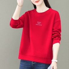 ROYALBELLE 여성 프린팅 순면 소프트 티셔츠 레귤러핏 캐주얼 심플 두툼한 기모 긴팔티 Y01109020