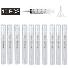 향수 화장품 공병 스프레이 용기 미니 리필 가능 에센셜 오일 병 2ml 3ml 5ml 휴대용 플라스틱 향수병 분무기 주사기 포함, 10PCS, 10개