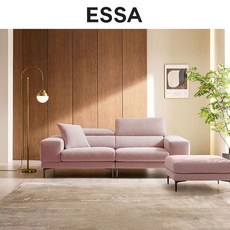 [에싸] 레노어 3인 헤드기능 리브 패브릭 소파+스툴, 소프트그레이빈, 소프트그레이빈