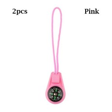 나침반 등산 2/4Pcs 지퍼 꼬리 로프 포켓 나침반 EDC 미니 팔찌 기어 서바이벌 키 체인 캠핑 하이킹 야외, 11 Pink-2pcs, 2개