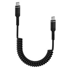 ANNIBER PD C to C 60W 코일 스프링 초고속 충전 케이블, 블랙, 1개, 1.2m