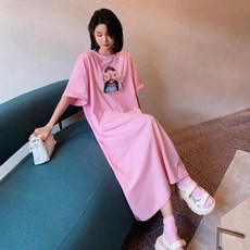 상체비만코디 아줌마큰옷 여성 롱 원피스 빅사이즈