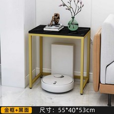 2자 축양장 어항 선반 받침대 철제 인조대리석 다용도 로봇청소기, 골드 프레임 + 블랙 55x40x53cm, 1개