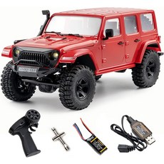 Fms Rochobby RC 자동차 소방차 1\/18 미니 락 크롤러 4x4 스케일 방수 리모컨 차량 모델 RTR LED 조명 2.4, 한개옵션0, 1개