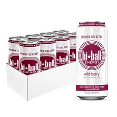 Hiball Energy Seltzer 워터 비타민 B12와 비타민 B6로 만든 카페인 스파클링 워터 무설탕 473.2ml16온스 8팩 와일드 베리, 8개, 473ml