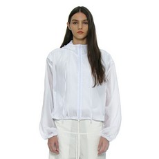 파르티멘토 우먼 SHEER SHIRRING HOODIE JACKET_WHITE
