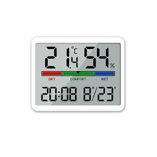 대화면 숫자가 잘보이는 디지털 온도계 습도계 탁상시계 알람표시 온습도계 밧데리포함, 1개, 멀티온습도계(화이트)