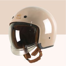 로얄 M139 클래식 오픈페이스 헬멧 레트로 오토바이 바이크 스쿠터 헬멧, XXL, 밀크 베이지(유광)