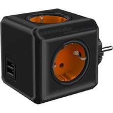 파워큐브 멀티탭 오리지널 USB 그레이, 7.5cm, 1개, 블랙오렌지