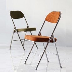 듀이 코듀로이 홈 카페 접이식 폴딩 체어 철재 인테리어 빈티지 디자인 의자, 레몬옐로우, 1개