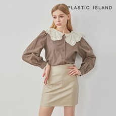플라스틱아일랜드 카라넥 레이스 나염 블라우스 (PLEWB191)