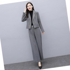 꿀바위 스타일리쉬 투피스 구이와 같다 하우스 겨울 가을 계절 체크 양털 코트 미니 셋업 여성 패션 양복 정장 투수영복