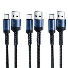 Toocki 알루미늄 3A C타입 480Mbps 고속 충전케이블, 3개, 블루, 2m