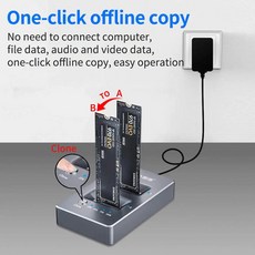 Acasis 외장 하드 드라이브 NVME 듀얼 베이 인클로저 클론 도킹 스테이션 M.2 to C타입 USB 3.1 SSD 디스크 컴퓨터용 nvme casenvme enclosure, [01] No charger Single, 1개