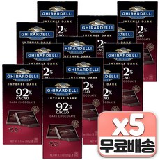 Ghirardelli 인텐스 다크 초콜릿 바 92% 카카오, 90g, 60개
