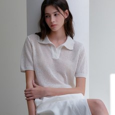 아워코모스 comos 1165 open collar netting knit natural