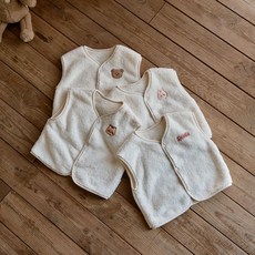 돗투돗 컬러풀 보들 극세사 수면조끼 유아 잠옷, 보들 극세사 수면조끼 - 귀염돗람이(아이보리)