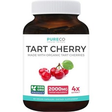Visit the PURE CO Store 유기농 타트체리 2000mg 60캡슐, -, 1개