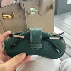 전기헤어캡 PU 가죽 휴대용 안경 가방 선글라스 보관 남녀공용 자동차 보호 커버 파손 방지 클립, [08] 녹색