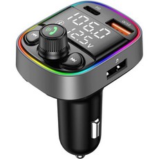 리한 AUX USB C 블루투스 자동차 어댑터 무선 핸즈프리 통화 FM 송신기 수신기용 플러그 QC3 0 및 타입-C 충전기 포트 LED 디스플레이 2개