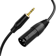 XLR 케이블 마이크 라인 캐논잭 커넥터 앰프 음향 스피커 잭 3.5mm에서 xlr 케이블크리에이션 3.5mm trs에서 18인치 스테레오 남성에서 남성으로 변환 3M블랙, 0.9M