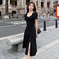 ANYOU 여성원피스 여름 쿨원단 A라인 캐주얼 허리 조임 롱 원피스