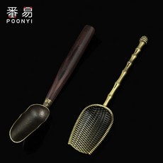 라오농 티 스푼 스테인레스 스틸 흑단 로즈 우드 티 스푼 티 세트 티스푼 티 삽 다도 액세서리 도구 04F2B1LL, 흑단 1 대나무 청동 숟가락 1, 1개