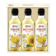 [선물세트] 코스트코 백설 프리미엄 오일선물세트14호 카놀라유2개 해바라기유1개 추석 설 명절 쇼핑백포함, 상세페이지 참조, 1개