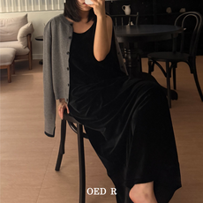 (당일) 플립 벨벳 롱 원피스 [ONE COLOR]