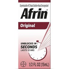 Afrin 아프린 오리지널 최대 강도 12시간 코막힘 펌프 미스트 15mL 3팩, 3개