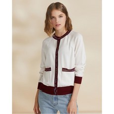 질 스튜어트 뉴욕 여성 19FW 아이보리 레터링배색 울 가디건 JSSW9C100IV