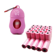  멍냥 반려동물 휴대용 배변봉투 케이스 + 리필봉투, 1545개, 핑크 