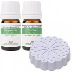 ease 아로마 오일 에센셜 오일 아로마 스톤 세트 클린 에어 (아로마 스톤 블루 박하 티 트리 각 5ml), 1