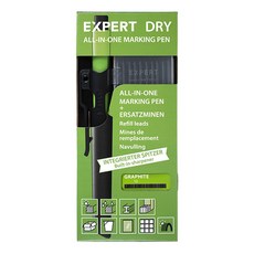 EXPERT DRY 엑스퍼트 올인원 목공 인테리어 마킹펜 세트 GRAPHITE 올인원 마킹펜 1 PC / GRAPHITE 리필심 (검정) 10 PCS, 1개 - 엑스퍼트