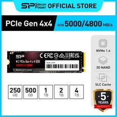실리콘파워 Silicon Power UD90 NVMe M.2 PCIe Gen 4x4 SSD, 250GB