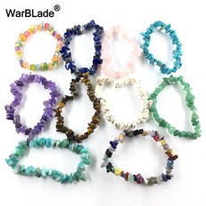 WarBLade 뜨거운 판매 천연 보석 스톤 팔찌 스트레치 칩 비즈 너겟 가닛 크리스탈 산호 석영 팔찌 Bangles 여성을위한|bangles for women|bracelet