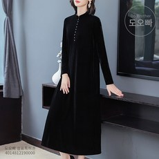 도오빠 여자원피스 여성 원피스 장례식 선생님 정장 버튼 단추 A라인 벨벳 검은색 빅사이즈 큰 중년 오피스룩 직장인 대학생 의류 옷 패션 봄 가을 환절기 간절기 코디 기본 베이직