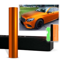 12"x60" (1FTx5FT) Lava Orange PET Romance Chrome Vinyl Wrap Auto Car Sticker Decal Film Sheet Bubble, 라바 오렌지_20"x60" (1.6FTx5FT)